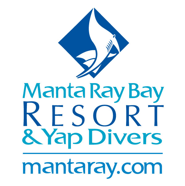 Manta Ray Bay Resort & Yap Divers Blue Logo with URL
